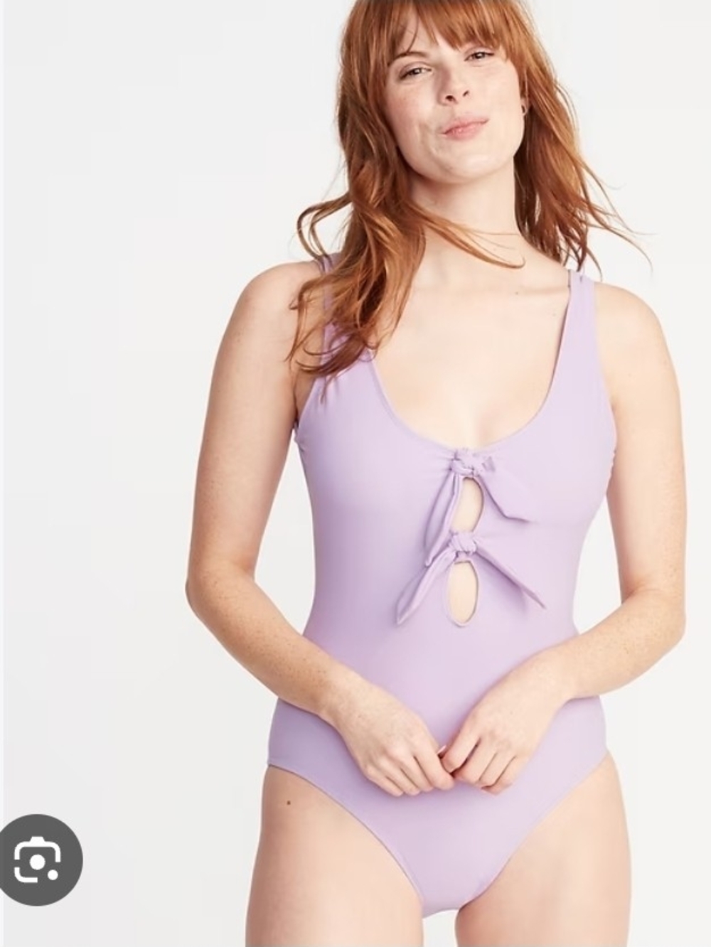 Beautiful  Lavender Double Tie Front One-Piece Swimsuit